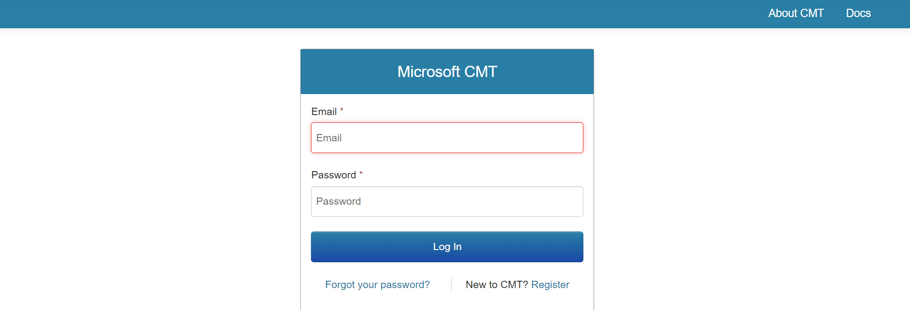 Log in to Microsoft CMT